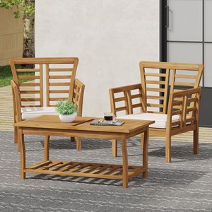 Conjunto de Muebles de Jardín Modernos de Madera de Acacia para Patio, 3 Piezas, con Mesa - Product Image 1