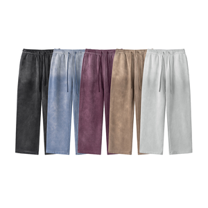 Pantalon de survêtement évasé pour homme en velours côtelé, taille élastique avec cordon de serrage, tricoté, respirant, style automne, décontracté, poids moyen - Product Image 1