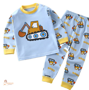 Ensemble pyjama à manches longues pour filles, avec imprimé baleine, pantalon rayé bleu, vêtements de nuit confortables - Product Image 1