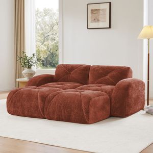 Divano Ergonomico a U in Velluto Morbido con Design Trapuntato, Spugna ad Alta Densità 32D, Base Senza Struttura per Soggiorno, Nessun Montaggio Richiesto - Product Image 2