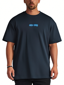 T-shirt pour homme à col rond noir à motif pierre, 100% coton respirant et à séchage rapide - Product Image 2