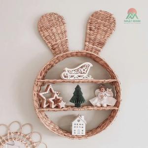 Hot Cute Eye-Catching Pink Bunny Water Hyacinth <b>Wall</b> <b>Shelf</b> Suitable for Bedroom Furniture for Kids and Nursery Decor - Product Image 1