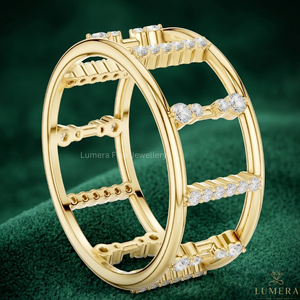 Anillo de Diamantes de Diseño Abierto para Mujer, Oro Amarillo, Anillo de Boda o Aniversario - Product Image 3