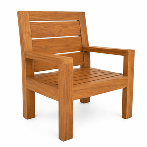 Chaise de jardin extérieure moderne en teck massif, design scandinave, écologique, confortable, imperméable, résistante aux intempéries, pour resort et patio - Product Image 2