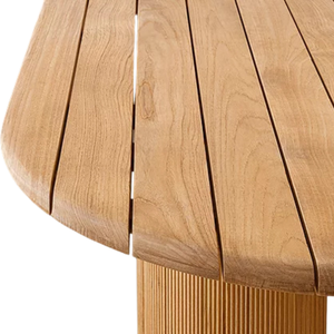 Table de salle à manger extérieure moderne extensible, en teck massif durable, plateau ovale de qualité supérieure, extension cachée, mobilier d'extérieur - Product Image 4