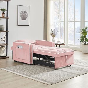 Modern <b>Single</b> Adult Chair <b>Bed</b> Recliner with <b>Adjustable</b> Back Three-in-One Pink Folding Sofa <b>Bed</b> for Berth Use - Product Image 3