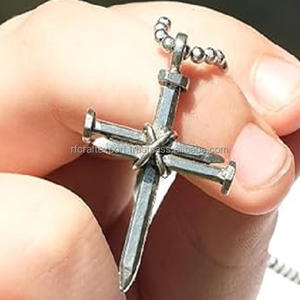 Viking Forged Rustic Vintage Style Nail Cross Necklace Christian Jewelry by RF Crafts Perfect Gift for Him on Party for Children - Product Image 2