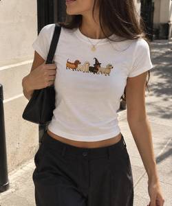 Honey Lettering And Sunflower Embroidery <b>Yellow</b> Ribbed Cotton Tank <b>Top</b> Women Summer Scoop Neck <b>Vest</b> Streetwear Apparel - Product Image 5