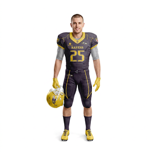 Conjunto de Uniforme de Fútbol Americano Personalizado en Morado y Dorado para Hombre, Sublimado, con Pantalones a Juego - Product Image 5