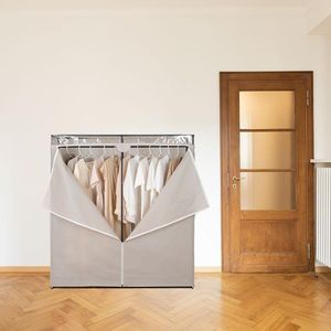 Organisateur de garde-robe portable - Très large 60 pouces, rangement de placard fermé à fermeture éclair, avec tringle en acier gris - Product Image 4