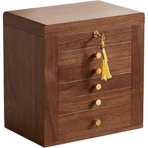 Boîte à bijoux en bois massif, boîte à bijoux en noyer, organiseur de bijoux haut de gamme, boîte à souvenirs en bois, boîte à bijoux personnalisée - Product Image 2