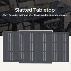 Tavolo da Pranzo da Esterno Grigio con Telaio in Alluminio, Set di Mobili da Patio Retrattile per 4-6 Persone, per Giardini e Centri Commerciali - Product Image 6