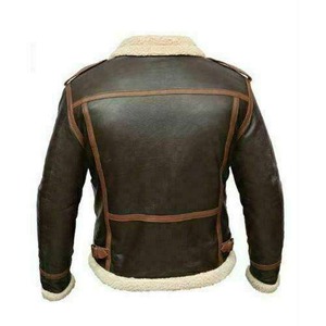เสื้อแจ็คเก็ตนักบินหนังสีน้ำตาลสำหรับผู้ชาย - Product Image 2