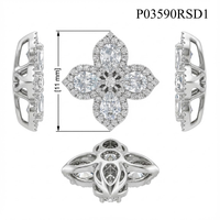 Colgante de Diamante de Corte Brillante en Oro Blanco de 18k, Joyería Natural de Alta Calidad con Flor de Trébol de Hong Kong, Clásico de 12mm para Fiesta