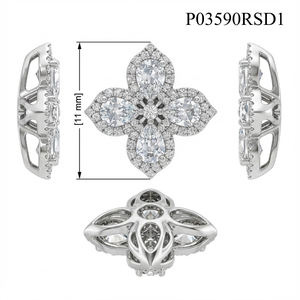 Flor de trébol de Hong Kong, joyería Natural de alta calidad, 18K, oro blanco, corte rosa, forma de pera, colgante de diamante para regalo de mujer - Product Image 5