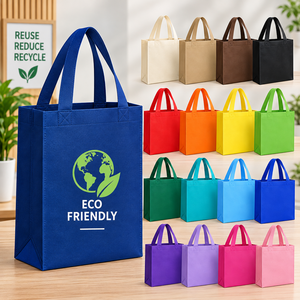 EcoRev ECO55 Nonwoven Reusable <b>Tote</b> <b>Bag</b> Custom Logo Environmental Icons Eco-Friendly Shopping <b>Bag</b> Hand Length Handle Design - Product Image 3