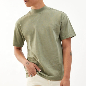 เสื้อยืดคอกลมแขนสั้นสีเขียวมะกอกสำหรับผู้ชาย ผ้าฝ้าย 100% สีพื้น สวมใส่สบาย สไตล์ฤดูร้อน ทรงปกติ - Product Image 4