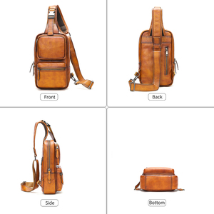Bolso Bandolera de Piel Genuina para Hombre, Mochila de Viaje, Bolso Cruzado de Piel, Bolso de Pecho de Piel para Hombre - Product Image 6