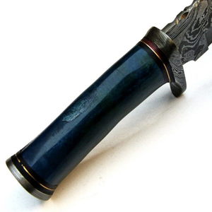 Couteau de chasse en acier Damas, lame à pointe de lance, manche en os de chameau, garde en laiton, étui en cuir, couteau de chasse à lame fixe personnalisé DIY - Product Image 4