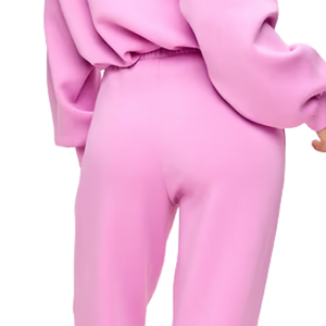 Women Pink Fleece Jogger Sweatpants Elastic Waist <b>Cuffed</b> Bottom Relaxed Fit Casual Soft Winter <b>Trousers</b> - Product Image 4