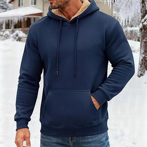 Thick Mens Sherpa Fleece Hoodie Warm Winter Pullover Hooded Sweatshirt Soft Interior For All Day Cold Weather Wear - Product Image 2
