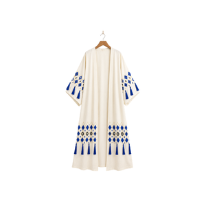 Women's Floral and Fish Embroidery Kaftan with <b>Long</b> Sleeve Floor Length Maxi <b>Dress</b> Loose Fit All Seasons Daily Women's Wear Set - Product Image 2