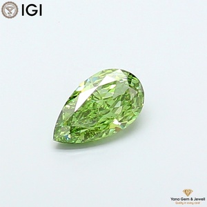 Solitaire parfait 3,00 CARAT Forme poire Diamant de laboratoire cultivé CVD avec certificat IGI Couleur vert vif fantaisie Clarté VS2 - Product Image 1