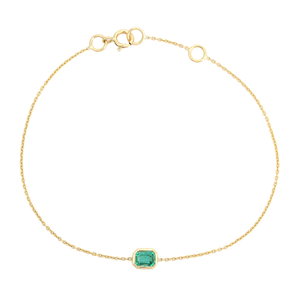 Nueva Pulsera de Cadena con Eslabones de Esmeralda Zambiana de Corte Octogonal, Delicada y Moderna, con una Sola Piedra, Precio de Mayoreo, Joyería de Oro Amarillo de 14K - Product Image 1