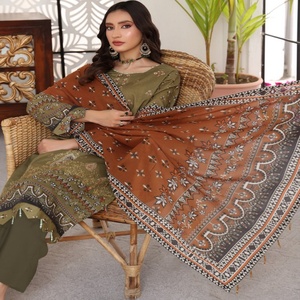 Trajes de 3 piezas originales de marca pakistaní para césped, marca Dr Haris bordada, fiestas para adultos, niñas Salwar Sari fabricadas en la India - Product Image 3