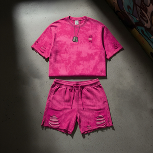 Summer <b>Tracksuit</b> Two Piece Clothing Set Custom Men Cotton Breathable Print logo t Shirt and Shorts Sets - Product Image 2