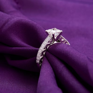 Anillo de Diamantes con Corte Princesa CONCEPTION, Plata 925 Original, Engaste de Canal, Joyería de Regalo para Cumpleaños, para Mujeres - Product Image 4