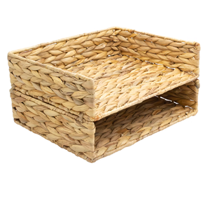 2-Tier Water Hyacinth <b>File</b> <b>Storage</b> Basket, Woven Paper Tray, Woven Desk Basket for Documents, Office and <b>Storage</b> From Vietnam - Product Image 1