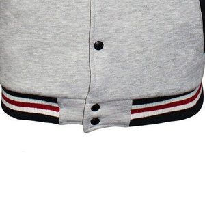 Men's Gray Varsity <b>Jacket</b> With Red <b>White</b> Black Trim Button Front Casual Baseball Style Fleece Material Autumn Wear - Product Image 5