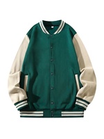 Blouson universitaire personnalisé pour homme, écologique, vert beige, manches unies, col rabattable, coupe-vent décontracté pour l'automne, coupe droite