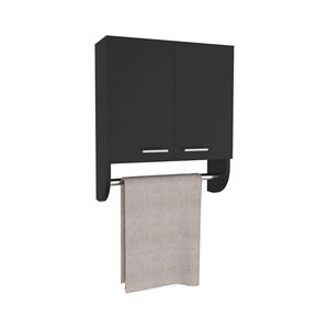 Armadietto per medicinali nero, 20,30 pollici di altezza, con doppia anta e due ripiani, portasciugamani con soluzione di archiviazione - Product Image 5