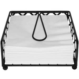 <b>Black</b> Metal Square <b>Napkin</b> Holder with Ring Dispenser 7x7x3 Inch - Product Image 4