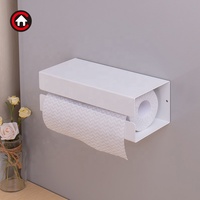 Porte-serviettes en papier magnétique, boîte de rangement murale, porte-serviettes de cuisine, sans perçage, organisateur de rangement
