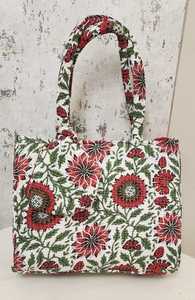 Floral Quilted Cotton Tote Bag Reversible Printed Shoulder Handbag Casual <b>Beach</b> Shopping Carryall - Product Image 3