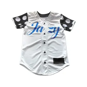 Youth white button down baseball jerseys sublimation printed softball jerseys no MOQ softball jerseys baseball shirts