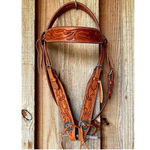Cabezada y Pechopetral de Cuero para Caballo Western, con Diseño Floral Repujado, Hechos a Mano, para Caballo Full Cob, Precio al por Mayor - Product Image 1