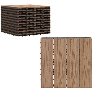 Piastrelle per Pavimento da Esterno in Composito Legno-Plastica a Incastro Rapido 12"x12" 11 Pezzi Stile Teak - Product Image 1