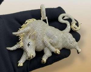 Colgante de Plata 925 con Moissanita VVS de Corte Redondo para Hombre, Estilo Hip Hop, con Incrustaciones, Pasa el Test de Diamante, Regalo para Amantes de Animales - Product Image 2