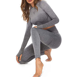 Conjunto Deportivo de 2 Piezas para Gimnasio, Ropa Deportiva Sexy, Top Corto de Manga Larga y Pantalones de Yoga de Cintura Alta, Conjunto de Yoga, Conjunto de Fitness para Mujer, Ropa de Gimnasio - Product Image 6