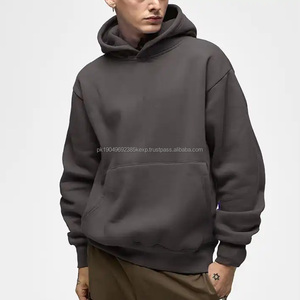 Sudadera con capucha gruesa de gran tamaño para hombre, Sudadera con capucha recortada de Terry francés de peso pesado, 100% algodón con hombros caídos, Sudadera con capucha cuadrada en blanco para hombre - Product Image 3