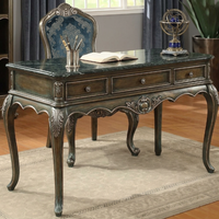 Bureau d'écriture classique de luxe en bois massif, style français antique, pour villa, table de toilette, mobilier sur mesure OEM