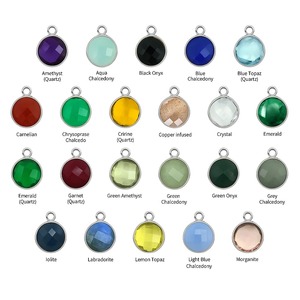 Blue Chalcedony Round Faceted Gemstone Pendant 12mm Gold Plated Bezel Charm Handmade Birthstone Jewelry Pendant for Necklace - Product Image 3