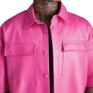 Camisa de cuero para hombre, corte ajustado, nuevo diseño, elegante, informal, estilo urbano, para un atuendo moderno. - Product Image 5