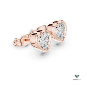 Ensemble de bijoux en or rose 2,50 carats avec diamants de laboratoire en forme de cœur, pendentif cœur serti clos et boucles d'oreilles clous en or 18 carats, bijoux fins minimalistes - Product Image 4