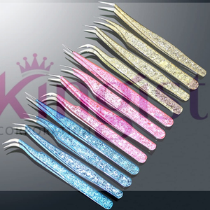 Stainless Steel Eyelash Extension Tweezers <b>Set</b> with <b>Pink</b> and Gold Fiber Tips Anti-Magnetic & Durable for Volume Lash Extensions - Product Image 5