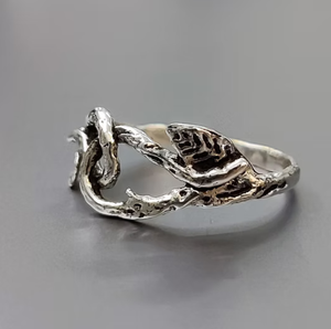 Bague bohème en argent sterling 925, design inspiré des plantes, faite à la main, bijoux unisexes à porter au quotidien - Product Image 2